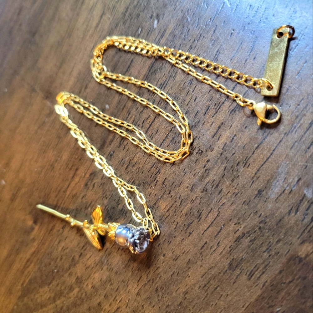 Gold and SIlver Rose necklace